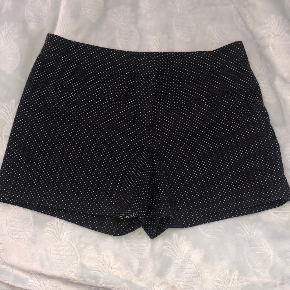 Navy blue and white stitched shorts